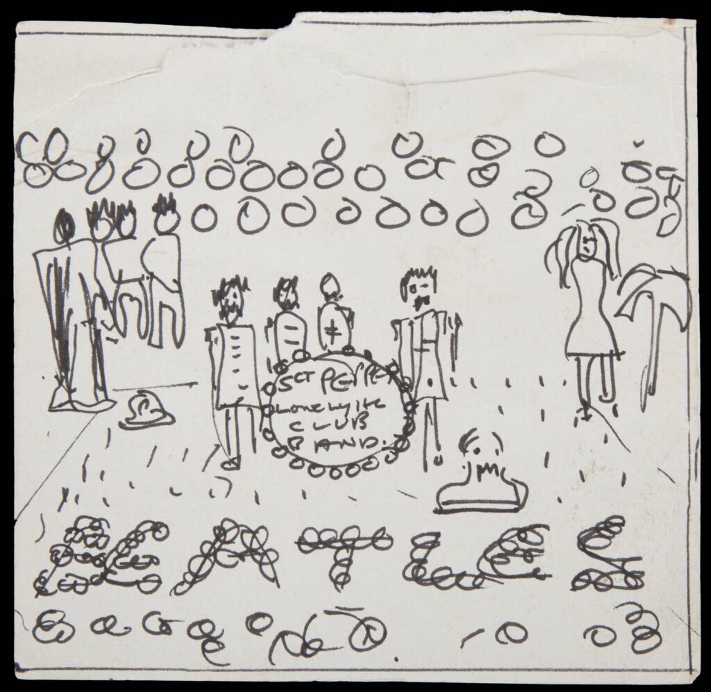 Boceto de la tapa de Sgt. Peppers dibujado por John Lennon.